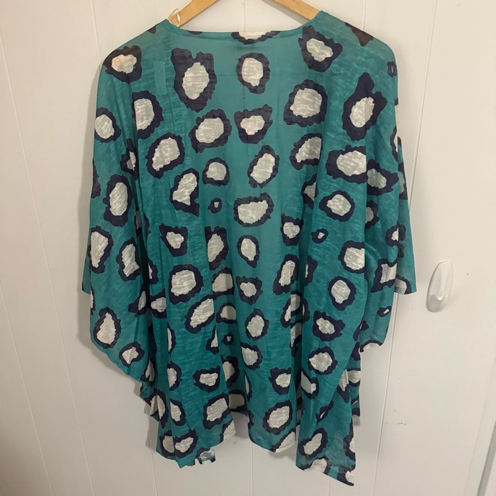 Umgee Teal and White Patterned Robe - Picture 2 of 3